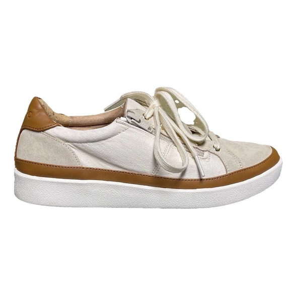Vionic Shoes - Vionic Mayra Lace Up/Zipper Women's Sneakers Cream Suede/Canvas Size 9